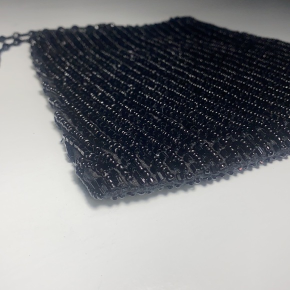 Vintage 80s Black Beaded Evening Bag by Moyna - Picture 15 of 15
